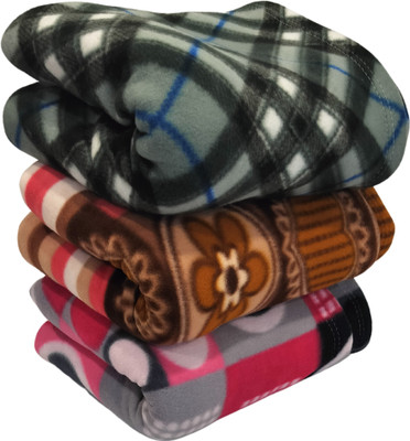 WARMZY Floral Single Fleece Blanket for  Heavy Winter(Polyester, 3 set type-2)
