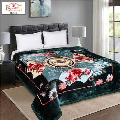 Signature Floral Double Mink Blanket for  Heavy Winter(Fur, Multicolor)