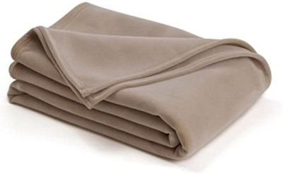 VORDVIGO Solid Single Fleece Blanket for  Mild Winter(Polyester, Beige)
