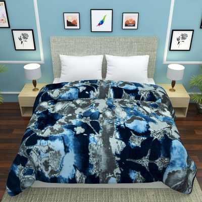 Flipkart Perfect Homes Printed Double Mink Blanket for  Mild Winter(Microfiber, Grey Navy)