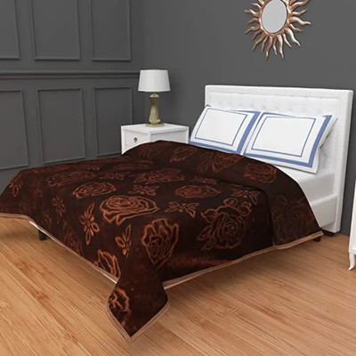 SOVAM Polka Double Mink Blanket for  Mild Winter(Microfiber, Brown)