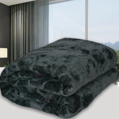 SPANGLE Self Design Single AC Blanket for  AC Room(Microfiber, Grey)