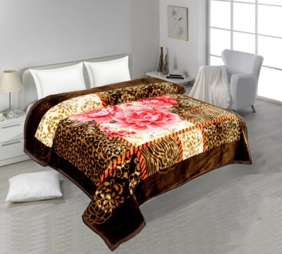 blj Floral King Mink Blanket for  Heavy Winter(Woollen Blend, Brown)