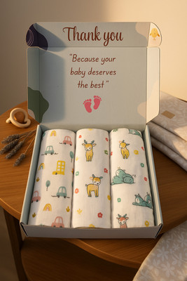 minimavin Printed Single Swaddling Baby Blanket for  Mild Winter(Muslin, Multicolor)