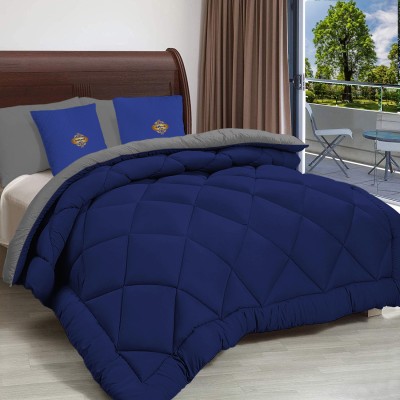 ADBENI HOME Geometric Double Comforter for  AC Room(Polyester, Navy Blue-Grey)