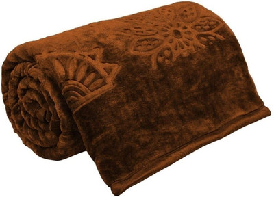 Convalexa Floral Double Mink Blanket for  AC Room(Microfiber, Brown)