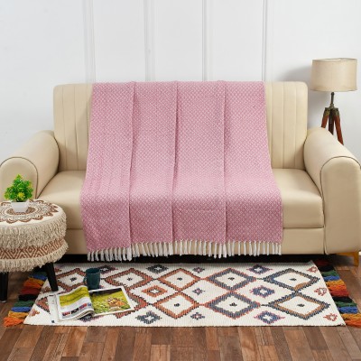 homewaytex Self Design Single Throw for  Mild Winter(Cotton, Pink)