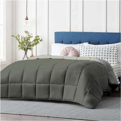 ELEGANT WEAVERS Solid Double AC Blanket for  AC Room(Microfiber, Grey)