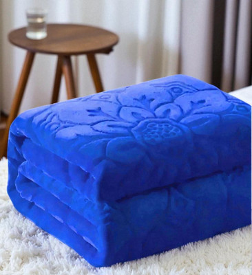 Swikon star Floral Double Mink Blanket for  Heavy Winter(Microfiber, Blue)