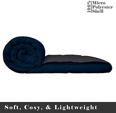 Comfowell Solid King Comforter for  Heavy Winter(Poly Cotton, Dark Blue & Grey)