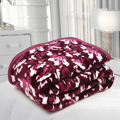 SPANGLE Printed Single AC Blanket for  Mild Winter(Microfiber, Maroon)