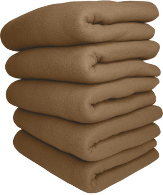 Home Sazawat Solid Single Fleece Blanket for  Heavy Winter(Polyester, Beige)