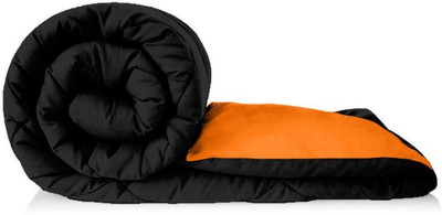 NK Handlooms Solid King Quilt for  Heavy Winter(Poly Cotton, Orange & Black)