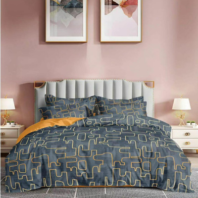 KWALITY DREAMS Printed King Comforter for  AC Room(Poly Cotton, Grey)
