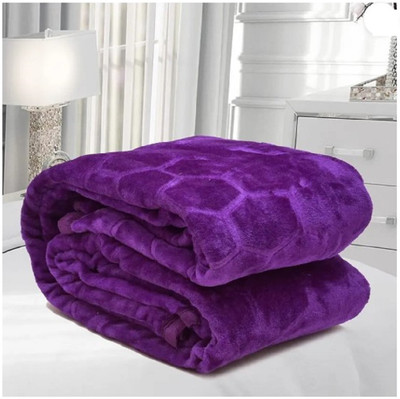 Barbarik Floral Double Mink Blanket for  Mild Winter(Microfiber, Purple)