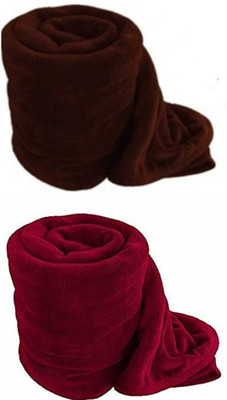 n g products Solid Single Fleece Blanket for  Mild Winter(Polyester, Brown, Red)