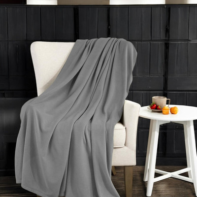The Home Talk Solid Single Fleece Blanket for  AC Room(Polyester, Grey)