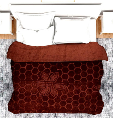 Shivam impex Self Design Double Mink Blanket for  Heavy Winter(Microfiber, Brown)