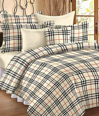Yug Handicraft Abstract Double Dohar for  AC Room(Microfiber, Cream Check)