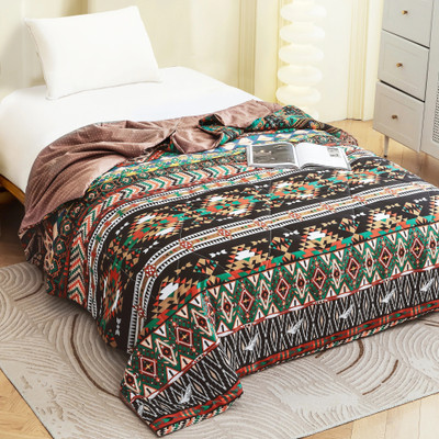 Story@home Printed Single Comforter for  AC Room(Microfiber, Beige & Black)