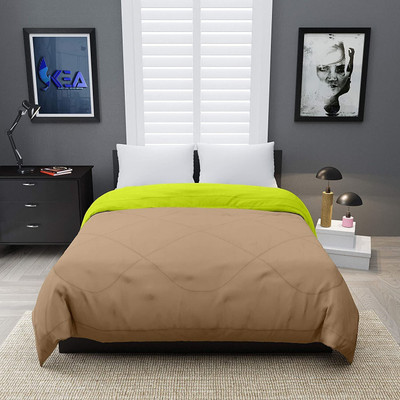 Relaxfeel Solid Single Comforter for  Heavy Winter(Poly Cotton, Green & beige)