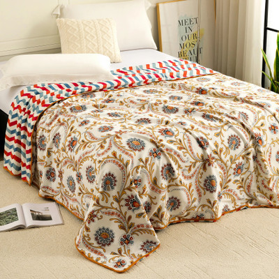 Story@home Printed Single AC Blanket for  AC Room(Cotton, Beige, White)