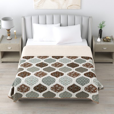 Qfab Floral Single Dohar for  AC Room(Cotton, Brown)