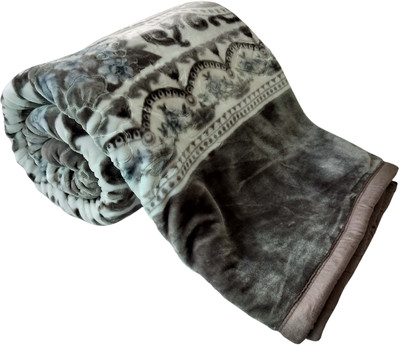 WARZMY Floral Double AC Blanket for  Heavy Winter(Polyester, white brw shade)