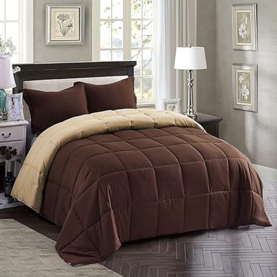 CRAZY WORLD Solid Single Comforter for  Mild Winter(Microfiber, Brown-Blanket, Beige-Comforter,Razai)