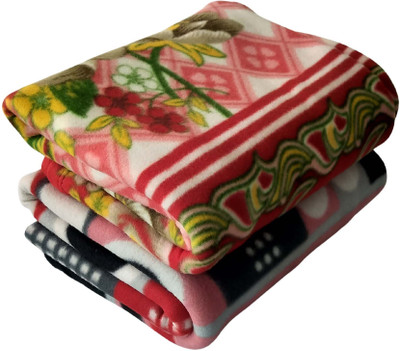 WARMZY Floral Single Fleece Blanket for  Mild Winter(Polyester, Multi2)
