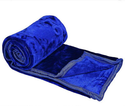 Swikon star Self Design Double Mink Blanket for  Heavy Winter(Microfiber, Blue)