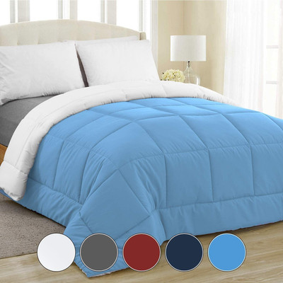 Texlux Solid Double Comforter for  AC Room(Polyester, Sky Blue White)