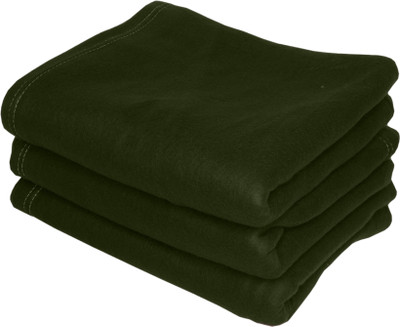 HOMIEE Solid Single Fleece Blanket for  AC Room(Polyester, 3 Green)