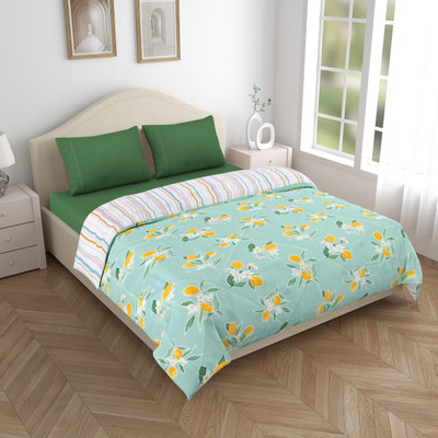Haus And Kinder Printed Double Comforter for  AC Room(Polyester, Green)