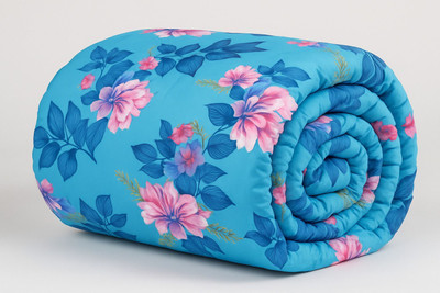 HOMETRESSA Floral Double Comforter for  Heavy Winter(Microfiber, Light Blue)