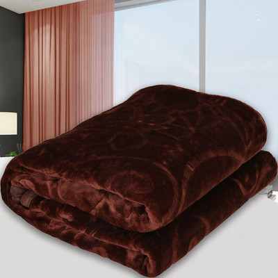 SPANGLE Self Design Single AC Blanket for  AC Room(Microfiber, Brown)