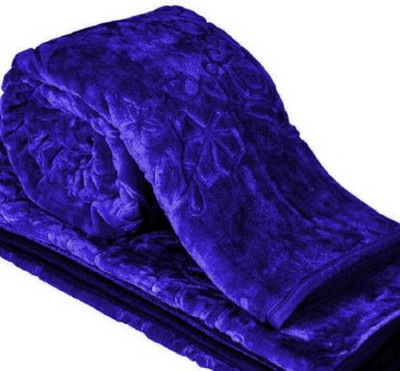pgk Self Design Double AC Blanket for  Heavy Winter(Silk, Blue)