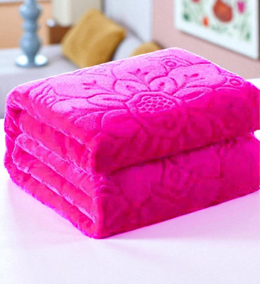Changers Self Design Double Mink Blanket for  Heavy Winter(Polyester, Pink)