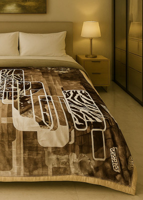 Signature Floral King Mink Blanket for  Heavy Winter(Polyester, Mocha Mirage)