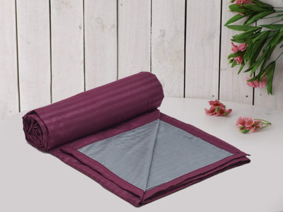 RUSTIC LINEN Striped Double Dohar for  AC Room(Microfiber, Maroon)