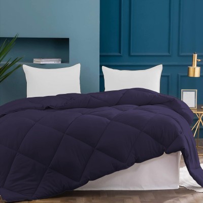 Indian Kingdom Solid Single Comforter for  Heavy Winter(Microfiber, Navy Blue)