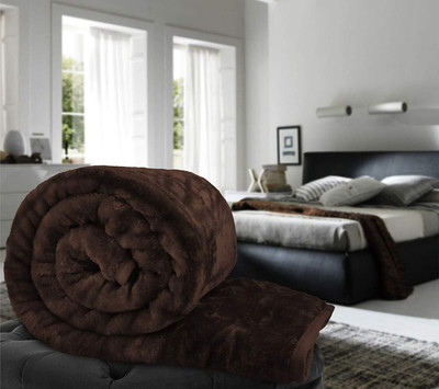 PHF Self Design Single Mink Blanket for  Heavy Winter(Woollen Blend, Brown)