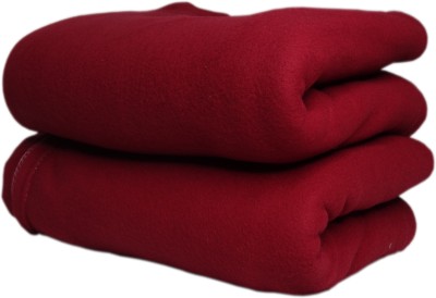 HOMIEE Solid Double Fleece Blanket for  Mild Winter(Polyester, Red)