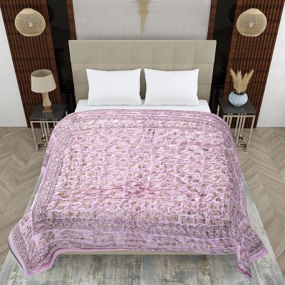true valua Printed Single Quilt for  Heavy Winter(Satin, Pink)