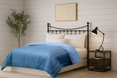 The Little Big Store Solid Double Comforter for  Heavy Winter(Cotton, Blue & Denim)