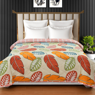 Home Stylish Floral Double Comforter for  AC Room(Microfiber, Leaf Multi)