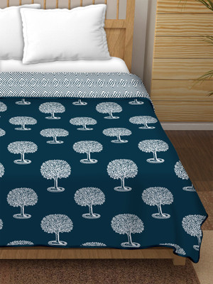 sentiments Printed Double Dohar for  AC Room(Cotton, Blue)