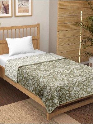 SHYAMTRADERS Solid, Printed Double Comforter for  Mild Winter(Cotton, Green White)