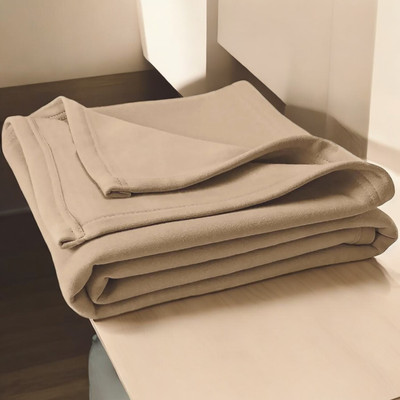 The Home Talk Solid Single Fleece Blanket for  AC Room(Polyester, Beige)