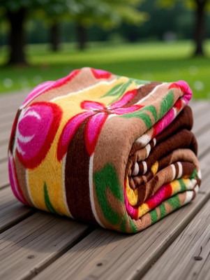 Themushyco 3D Printed Single Fleece Blanket(Poly Cotton, Multicolor)